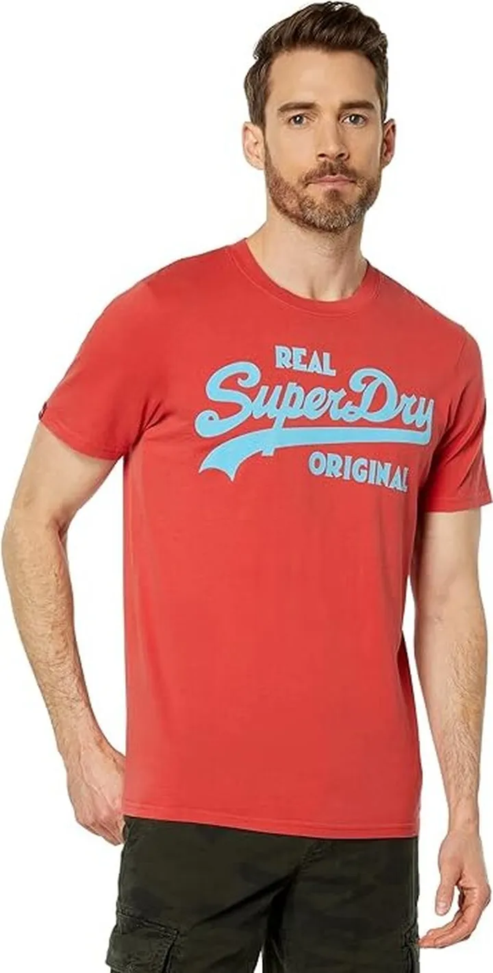 Superdry Vintage Logo Neon Tee (Americana Red) Men's Clothing