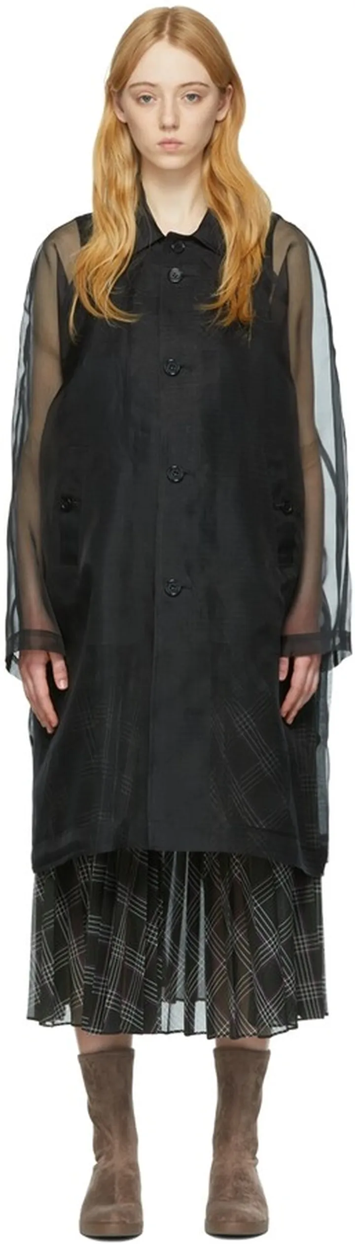 UNDERCOVER Black Silk Coat
