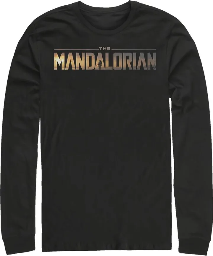 Men's Star Wars The Mandalorian Silhouette Logo Long Sleeve Shirt - Black - X Large