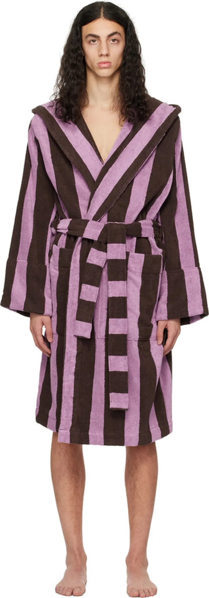 Tekla Purple Blockstripes Robe