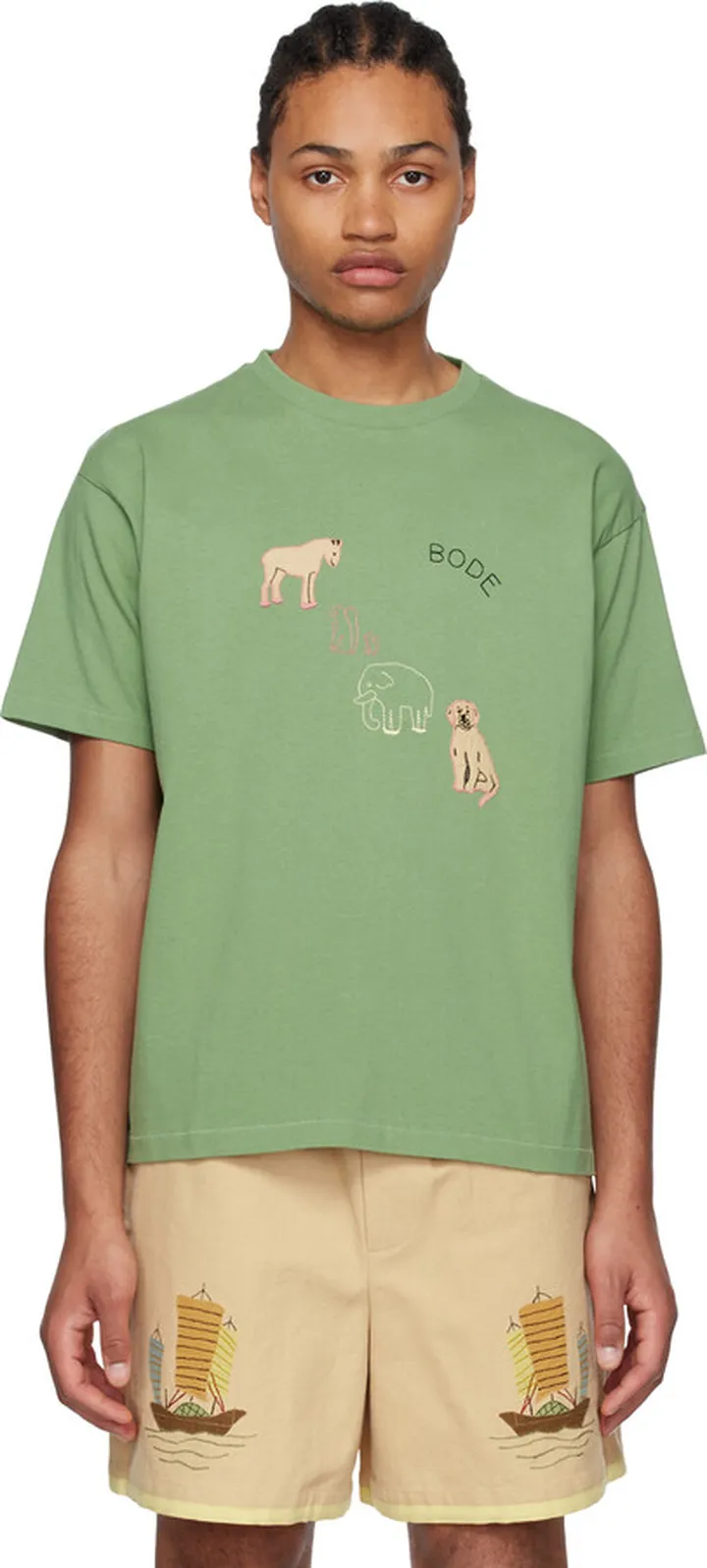 Bode Green Tiny Zoo T-Shirt