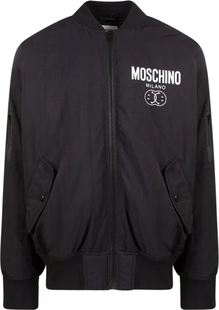 Moschino Logo Printed Long-Sleeved Bomber Jacket