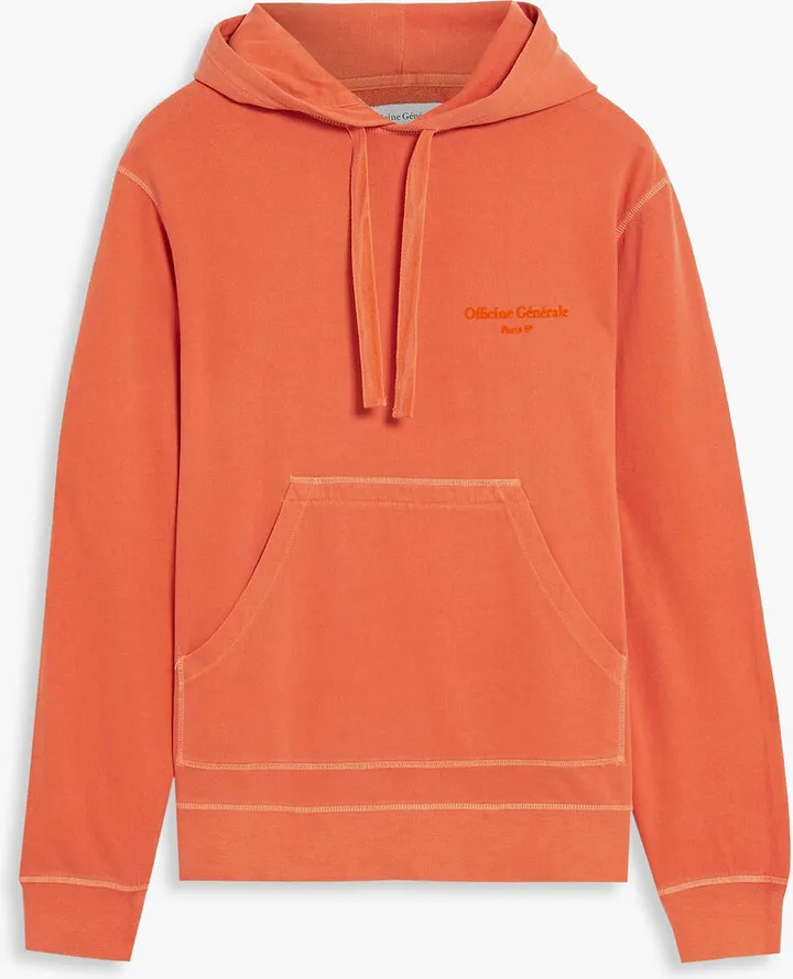 Oliver flocked French cotton-terry hoodie