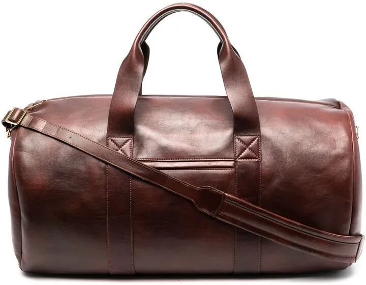 Engraved-Logo Leather Holdall