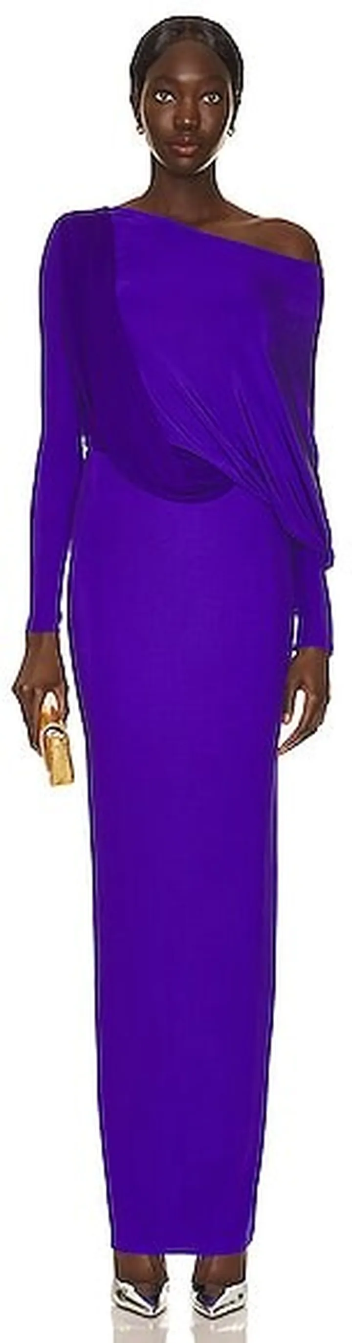 TOM FORD Off the Shoulder Draped Gown in Purple
