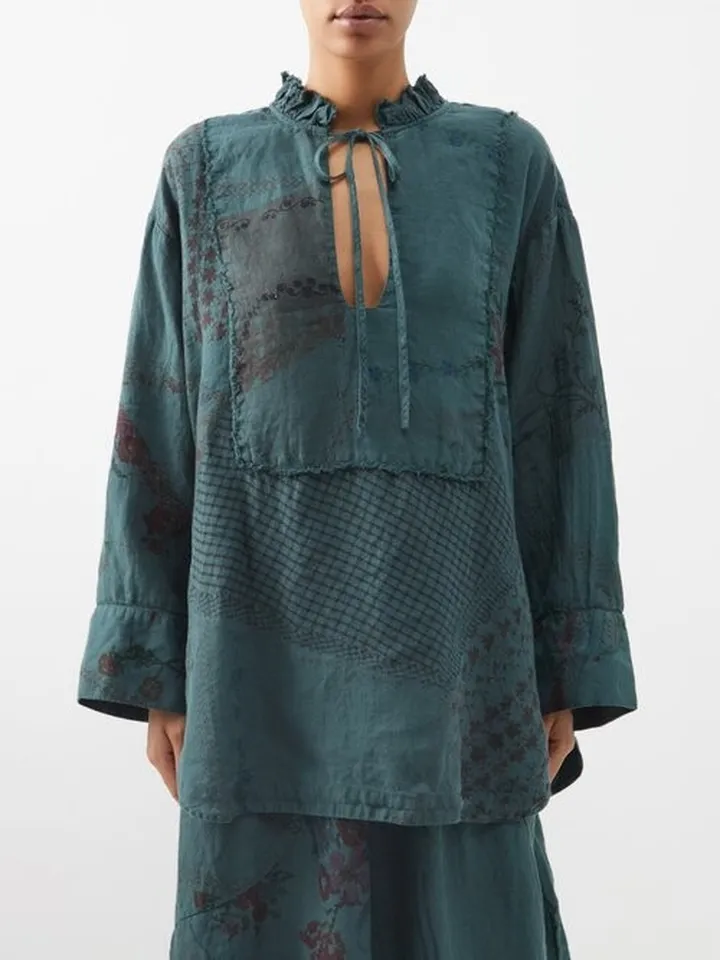Marnie Patchworked Vintage-linen Tunic