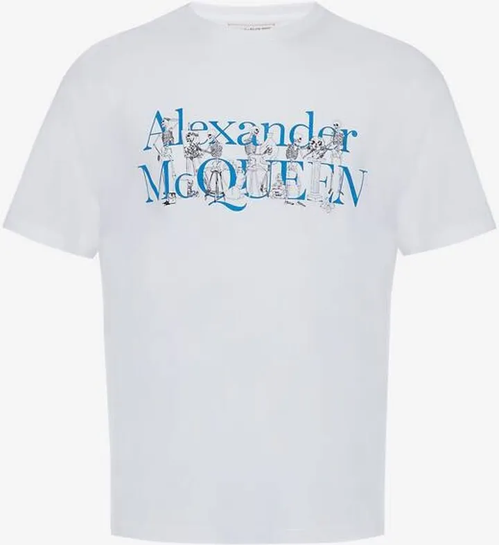Men's Skeleton Band T-Shirt In White Mix