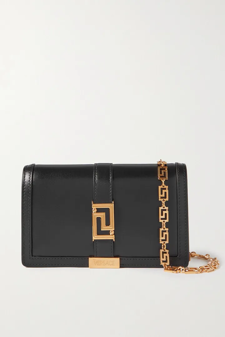 Versace - Greca Goddess Mini Embellished Leather Shoulder Bag - Black