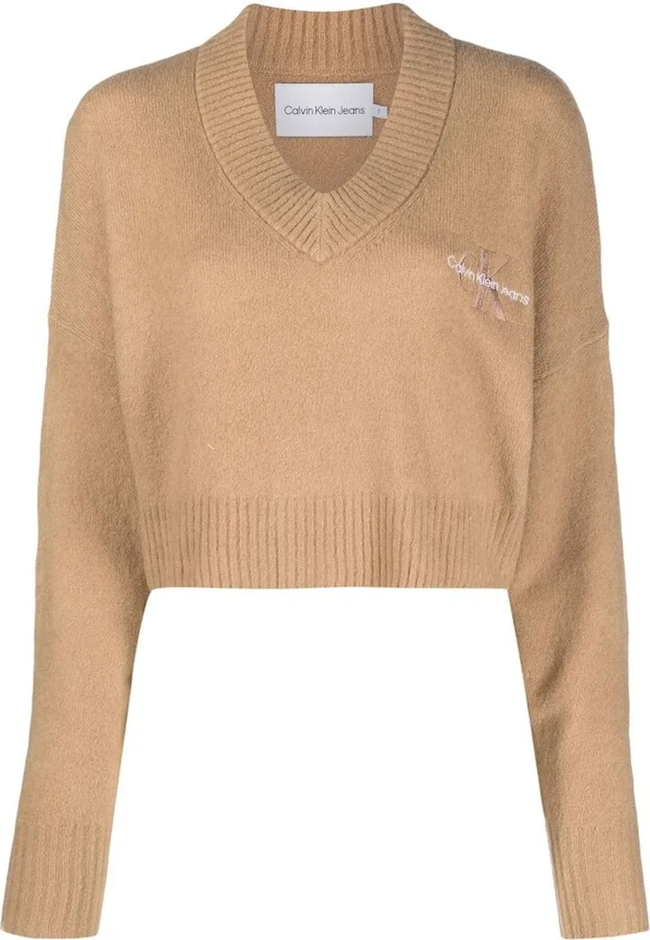 cropped V-neck knit jumper