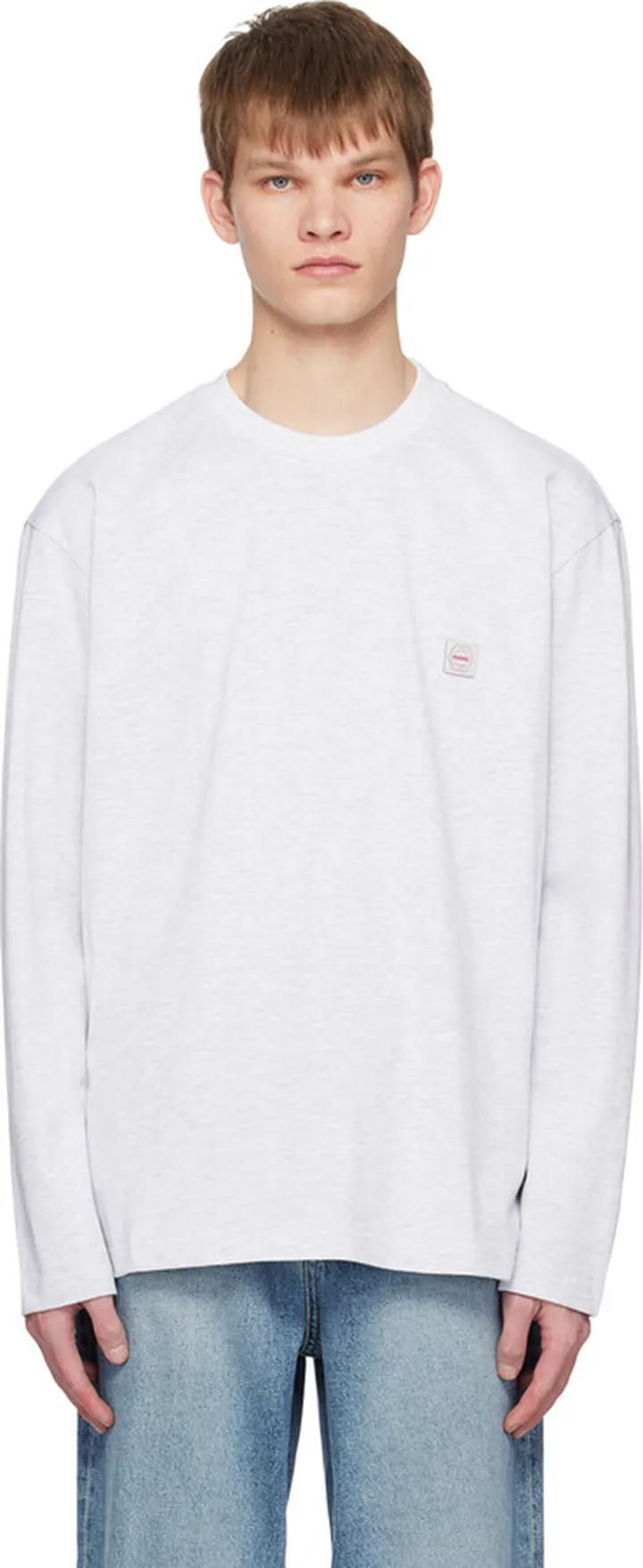 Solid Homme Gray Embroidered Long Sleeve T-Shirt
