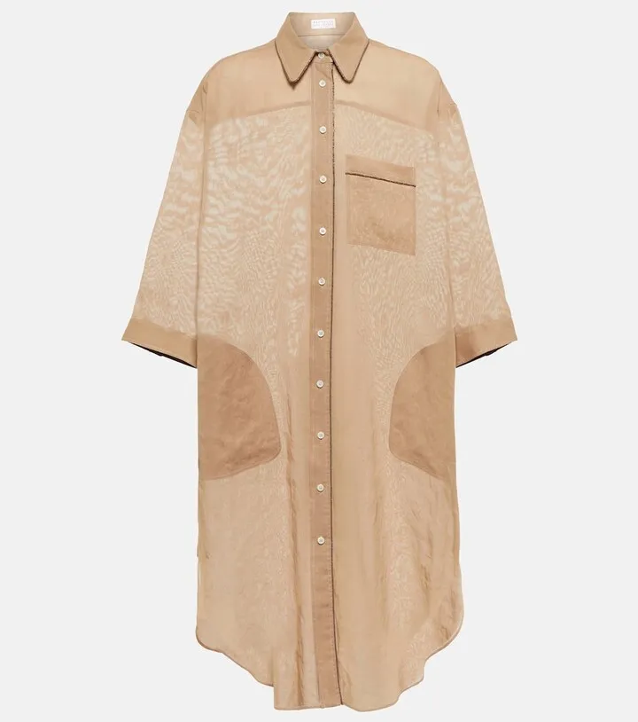Monili embellished cotton shirt dress