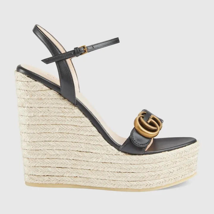 Women's leather platform espadrille