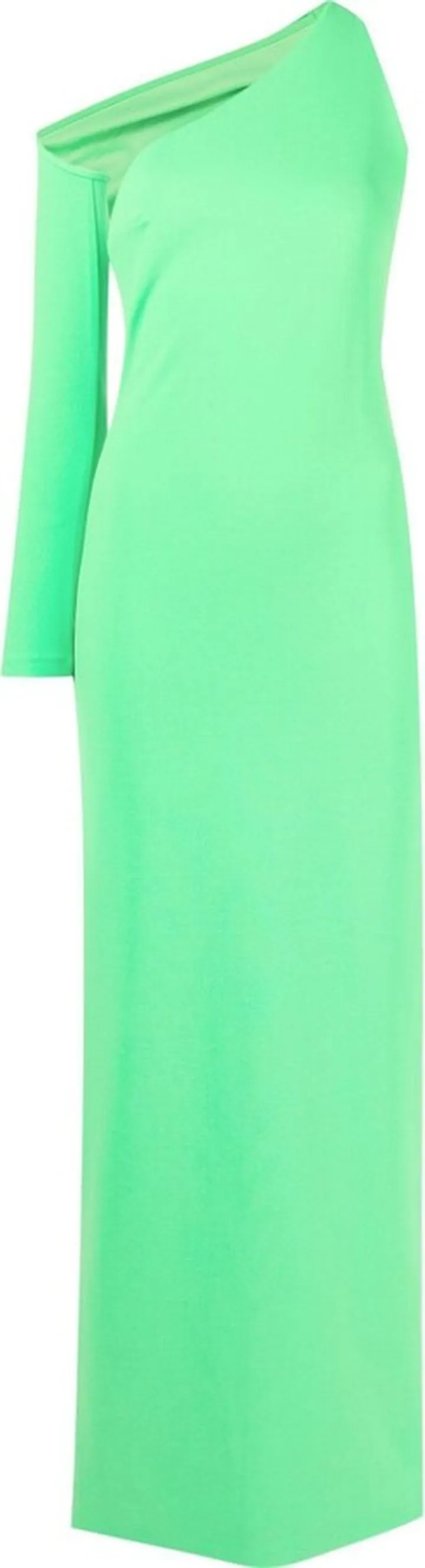Green Saren One-Shoulder Evening Gown