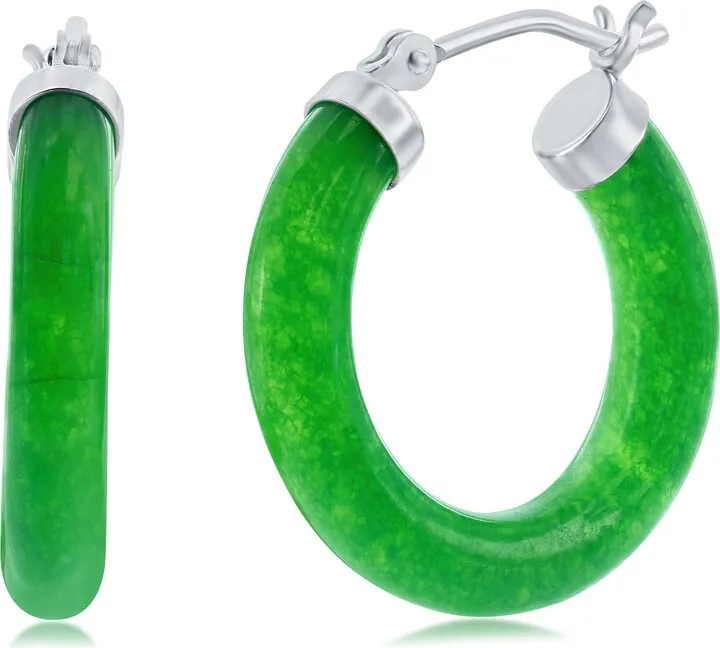 25mm Jade Hoop Earrings