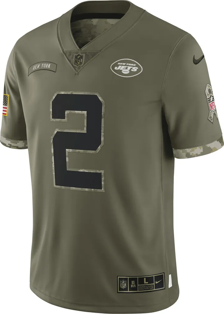 Nike Men's NFL New York Jets Salute to Service (Zach Wilson) Limited Football Jersey in Brown
