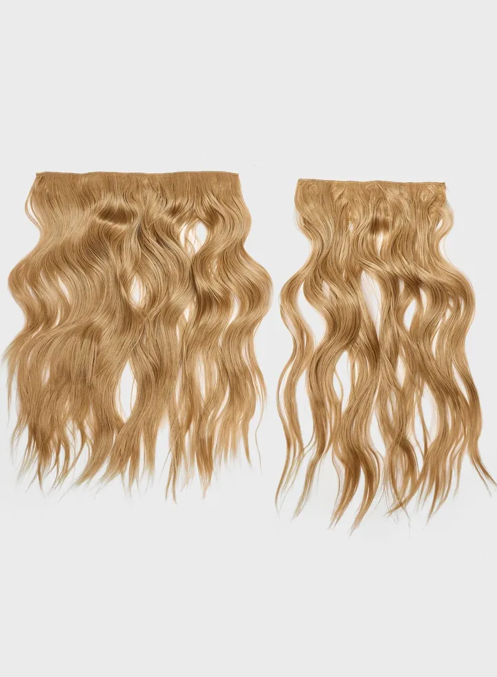 Thick 14" 1 Piece Blow Dry Wavy Clip In Hair Extensions -6 Choc Brown