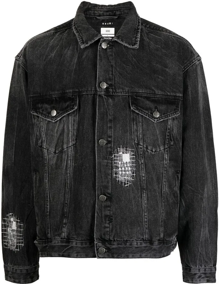 Black Embroidered Denim Jacket