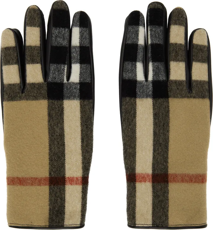 Burberry Tan & Black Vintage Check Gloves