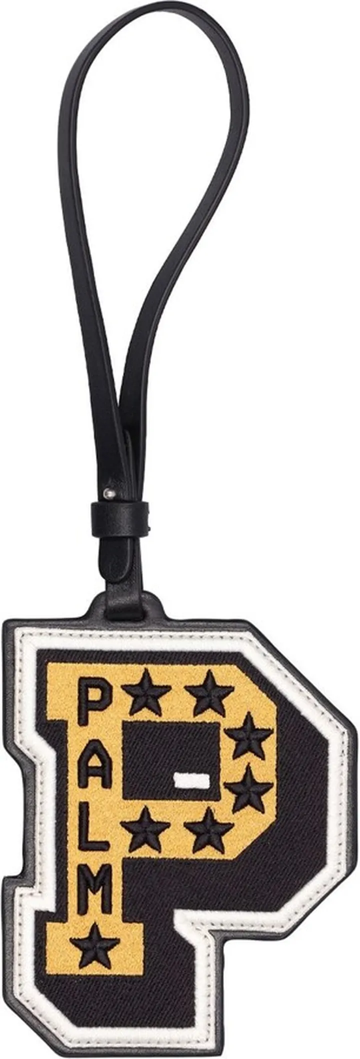 P embroidered leather keychain