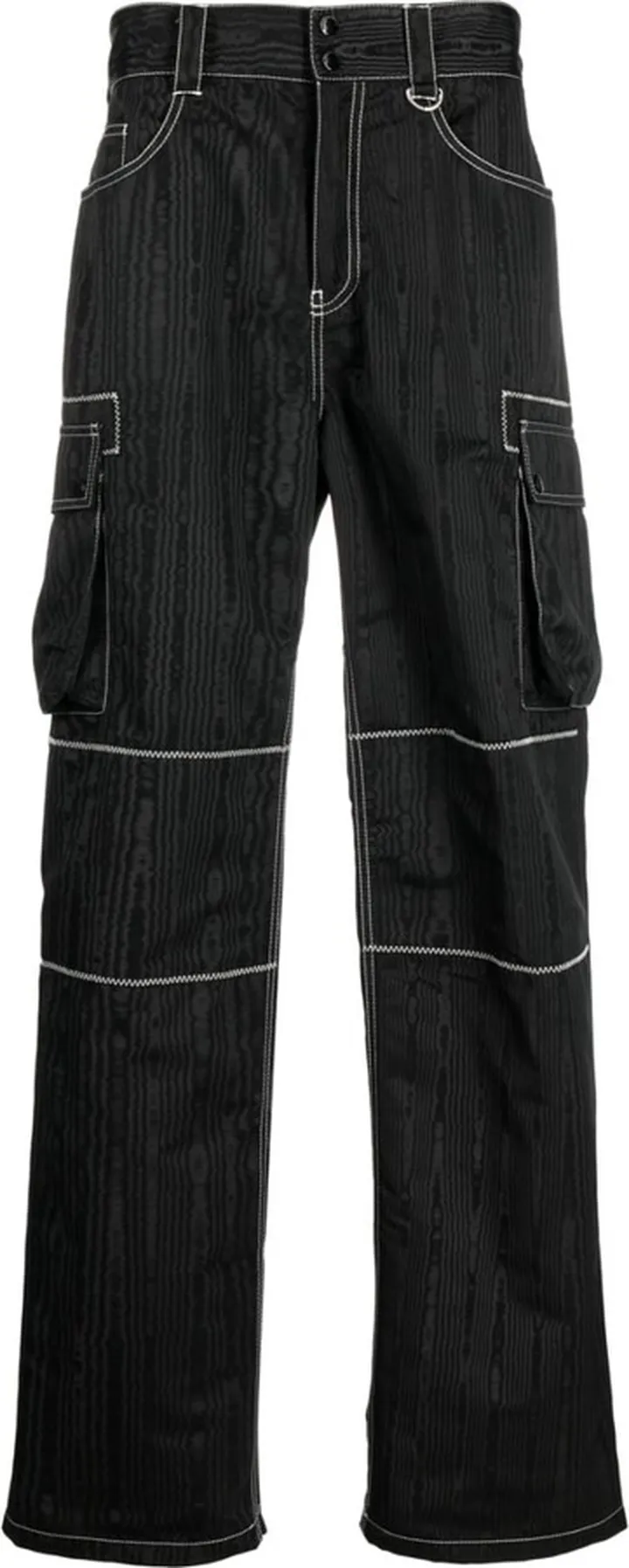 Moire tapered cargo trousers