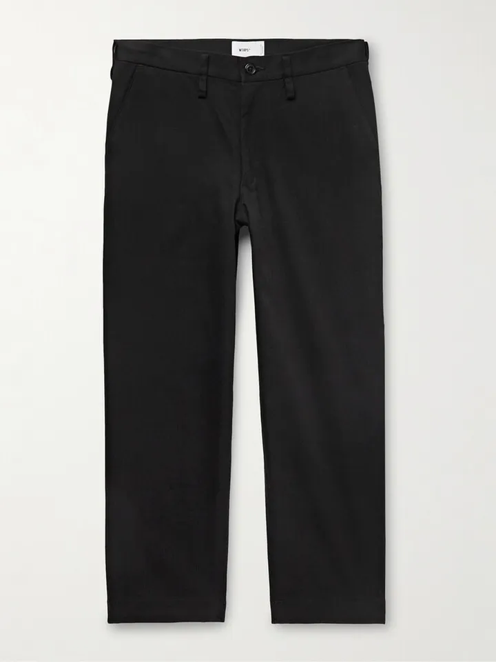 Straight-Leg Cropped Cotton-Twill Trousers