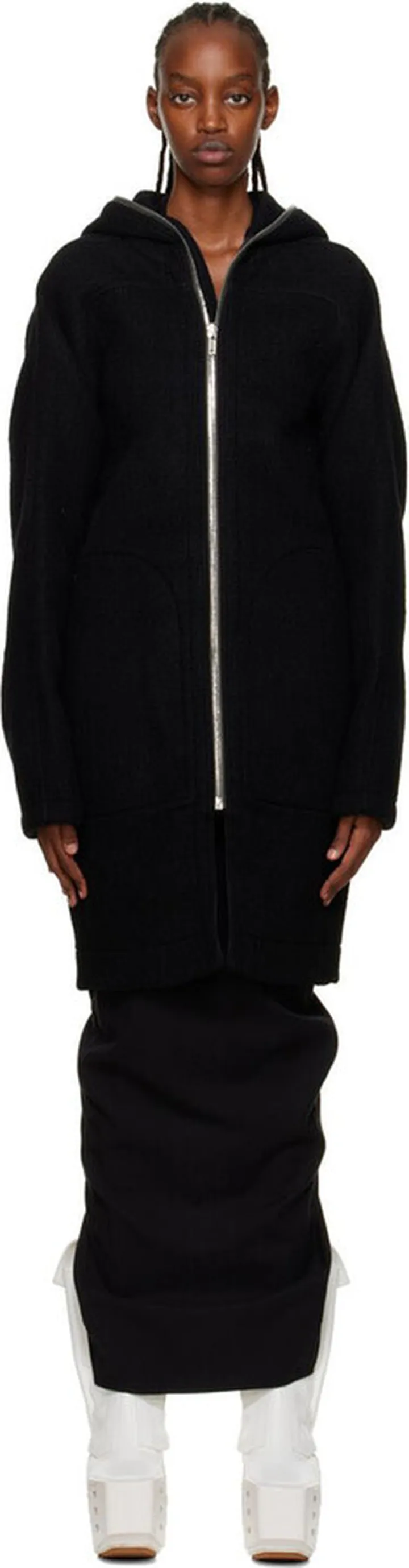 Rick Owens Black Sealed Trench Coat