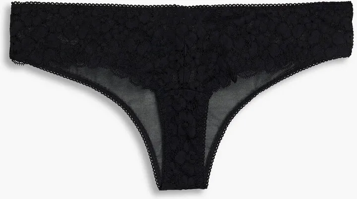 Lace and stretch-jersey mid-rise briefs