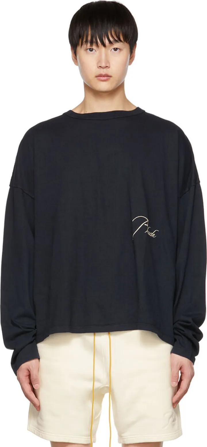 Rhude SSENSE Exclusive Black Reverse Long Sleeve T-Shirt
