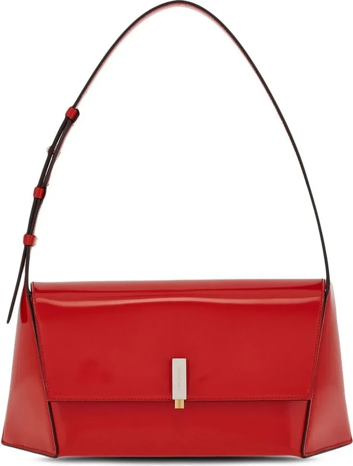 Geometric leather shoulder bag