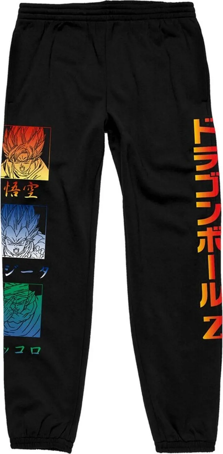 Dragonball Z Gradient Tripanel Kanji Men’s Black Graphic Jogger Pants-XL