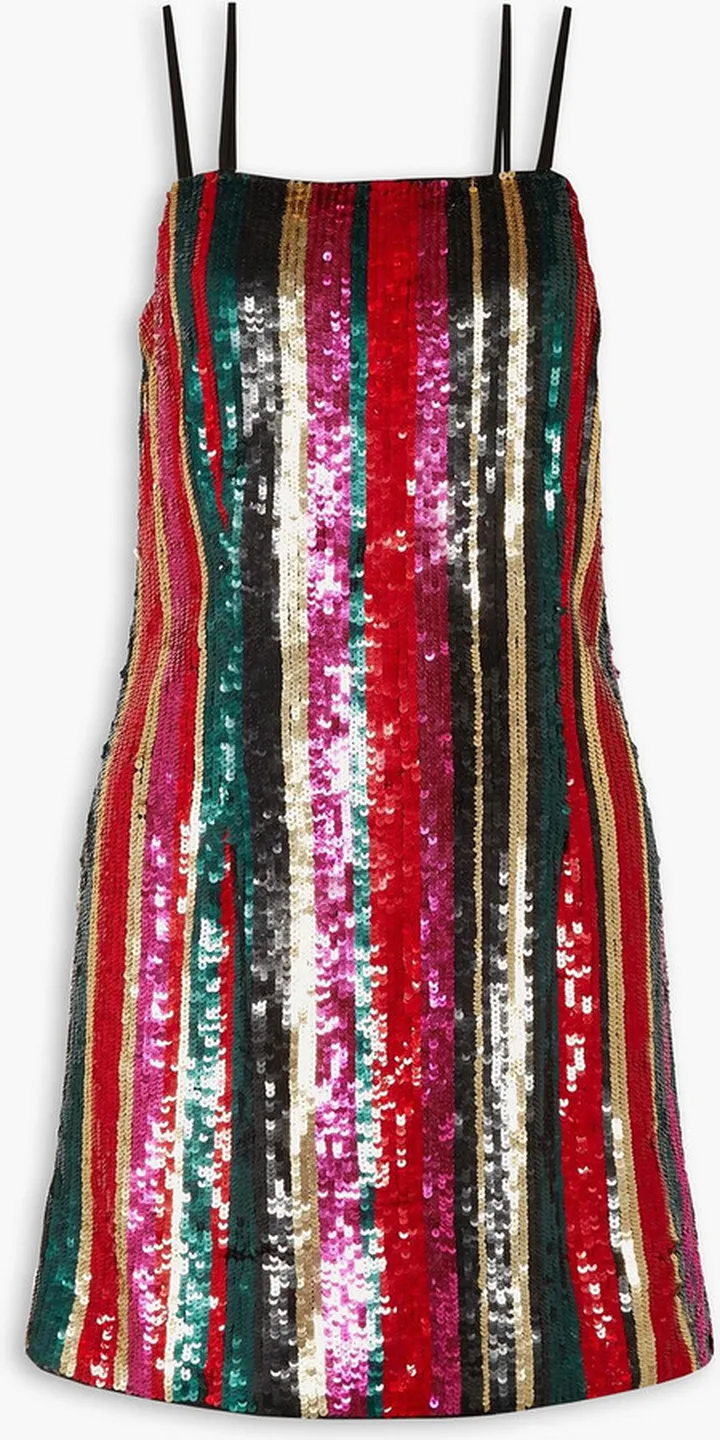 Elektra striped sequined tulle mini dress