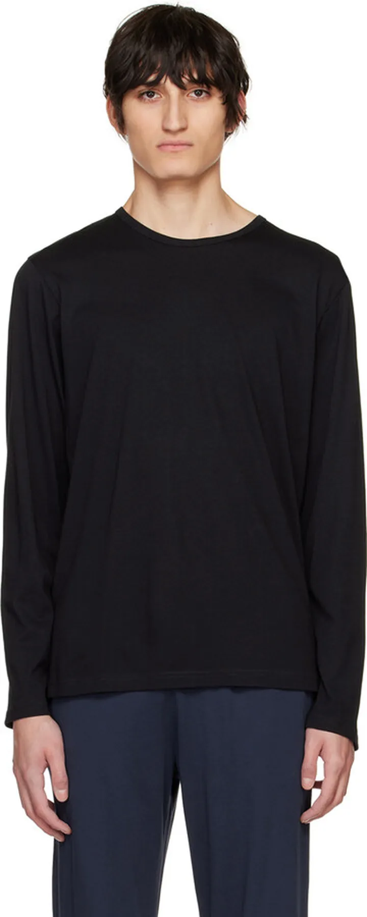 Sunspel Black Lounge Long Sleeve T-Shirt