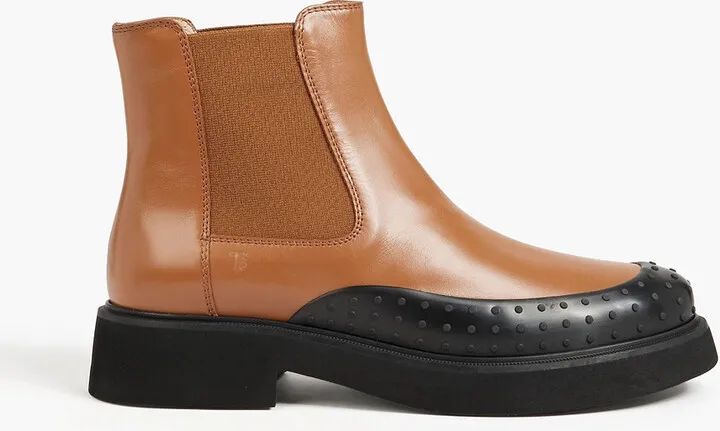 Rubber-trimmed leather Chelsea boots