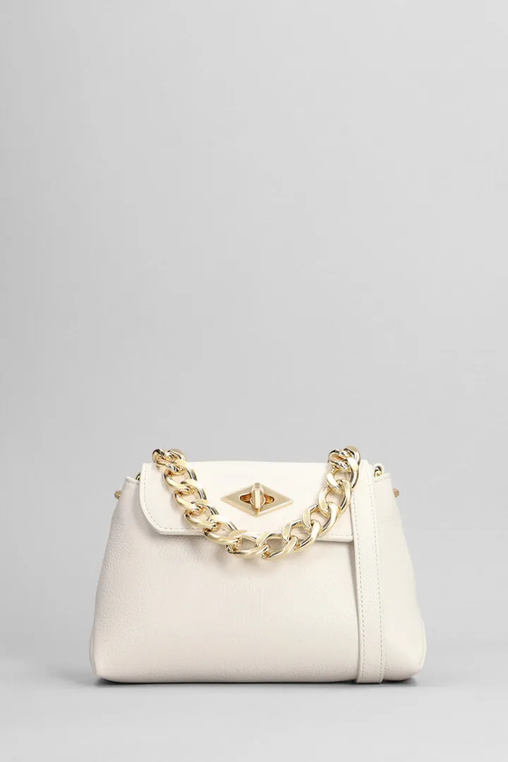 Diamond Micro Shoulder Bag In White Leather
