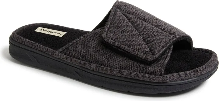 Men's Chase Marled Knit Slide Memory Foam Slippers with Adjustable Strap