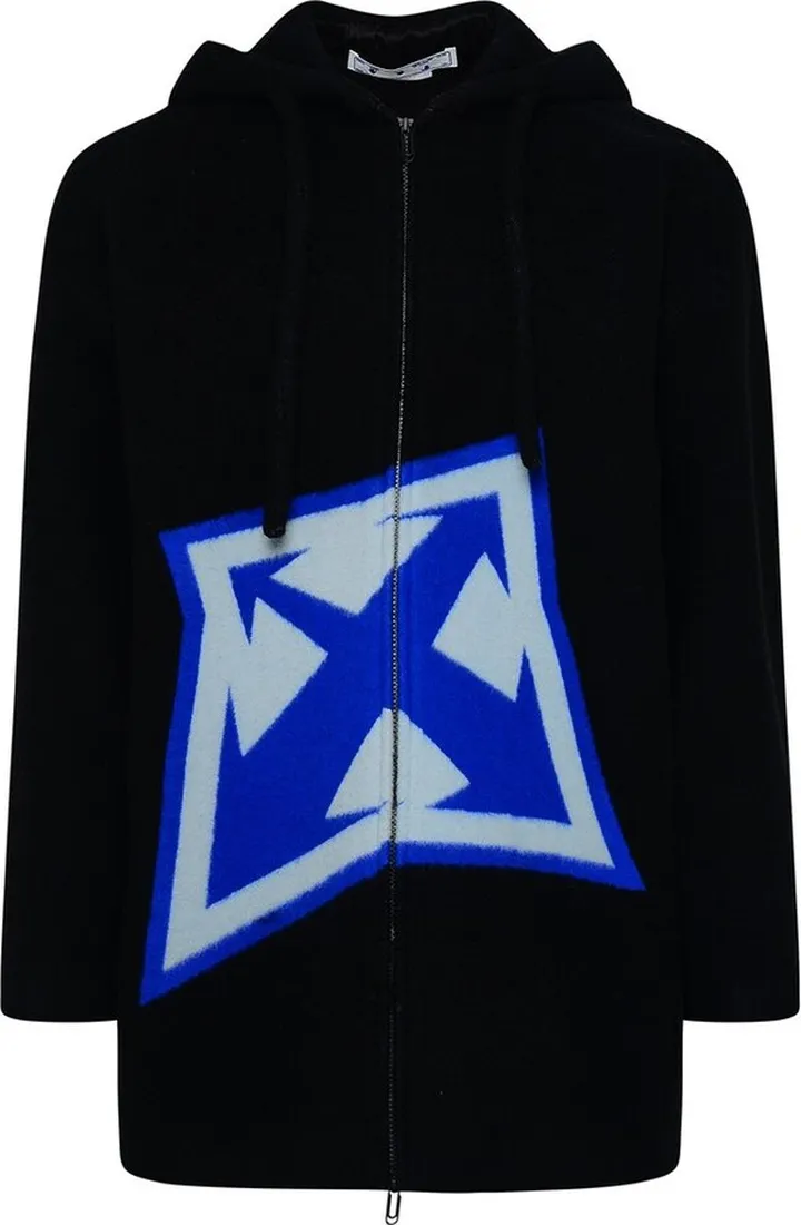 Off-White Zip-Up Drawstring Hooded Coat
