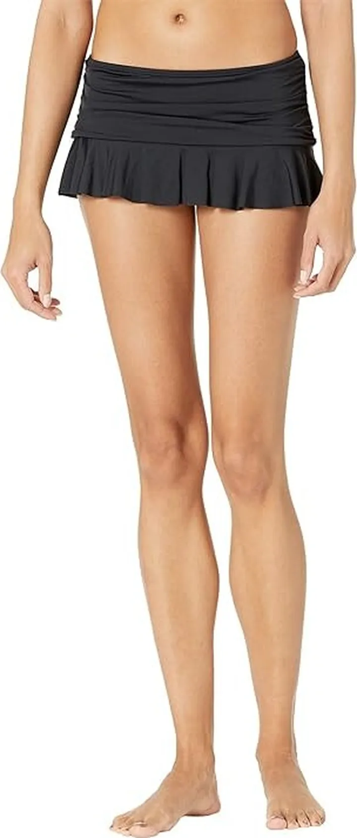 La Blanca Island Goddess Ruffle Skirted Hipster Bikini Bottoms (Black) Women's Swimwear