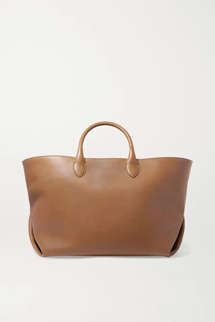 Khaite - Envelope Pleat Medium Leather Tote - Brown
