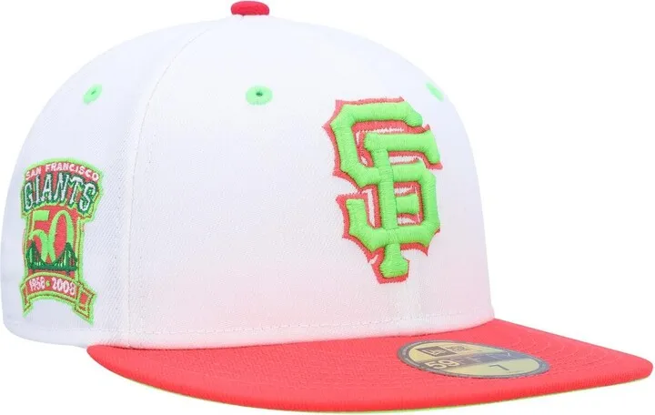 Men's New Era White and Coral San Francisco Giants 50th Anniversary Strawberry Lolli 59FIFTY Fitted Hat