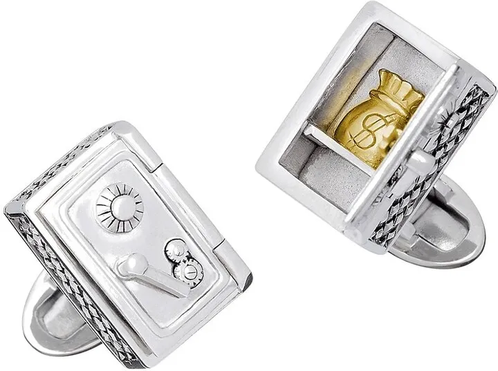 Articulated Safe Rhodium-Plated 24K Gold Vermeil Cufflinks