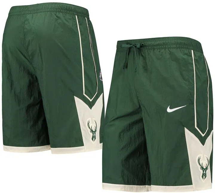 Men's Nike Hunter Green Milwaukee Bucks Courtside Heritage Shorts