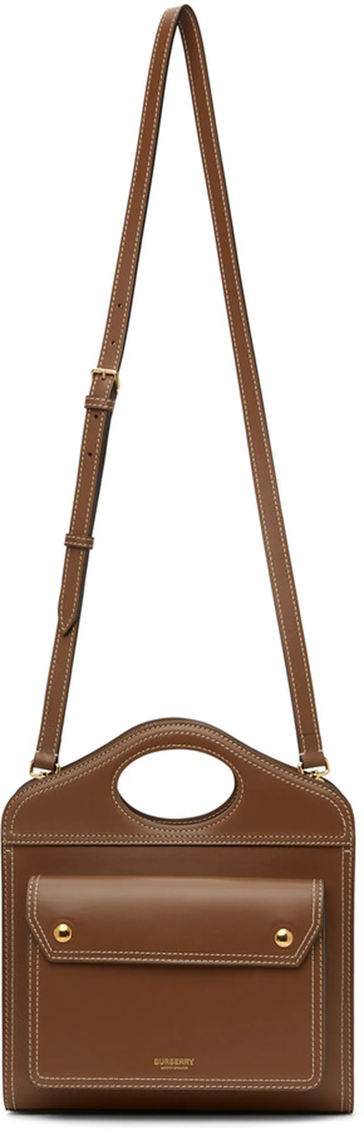 Burberry Brown Mini Topstitched Pocket Bag