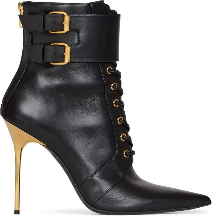 Balmain Leather Uria Ankle Boots 95