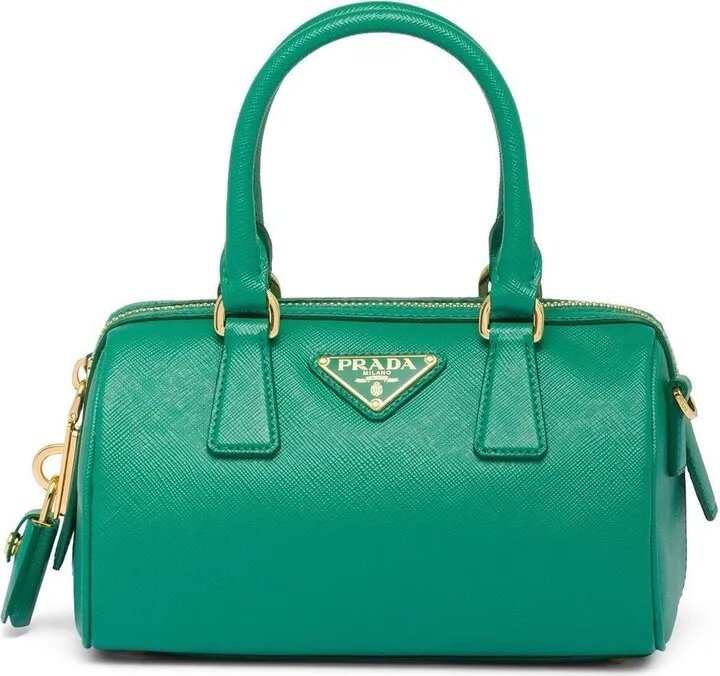 Triangle-Plaque Leather Mini Bag
