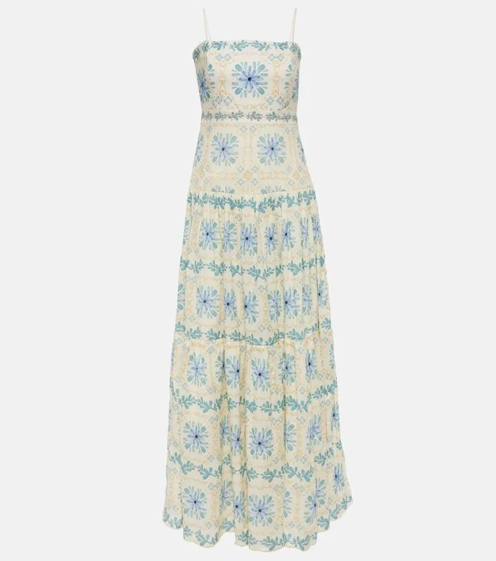 Chivas printed linen midi dress