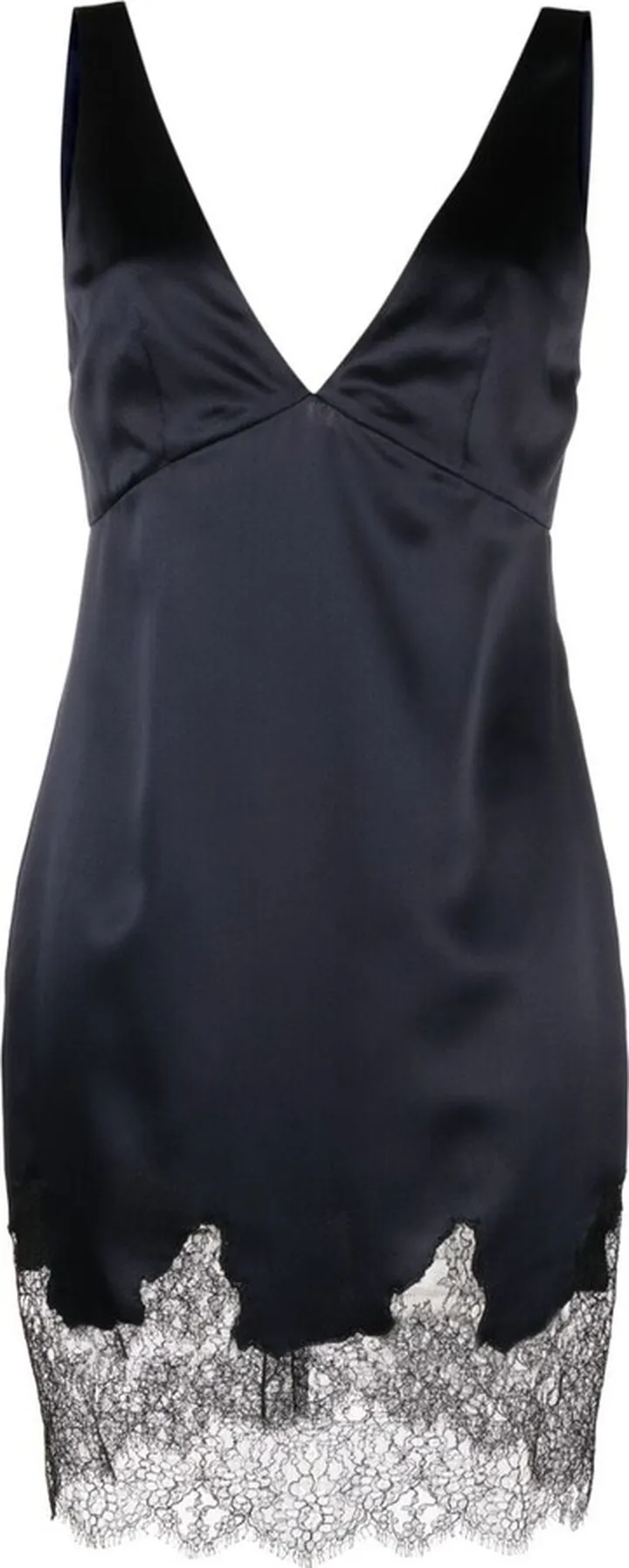 lace-trim V-neck minidress