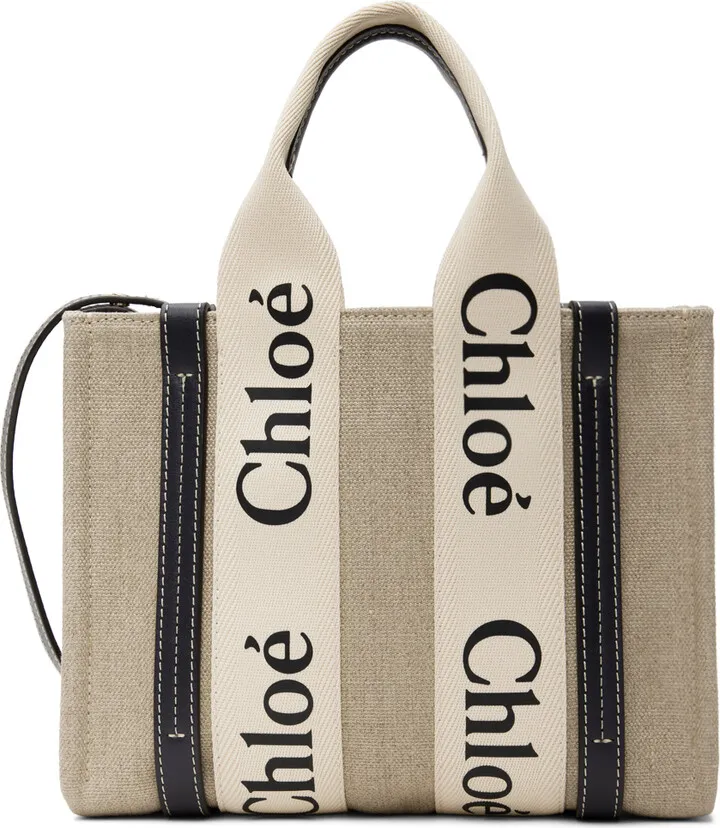 Chloé Beige & Black Small Woody Tote
