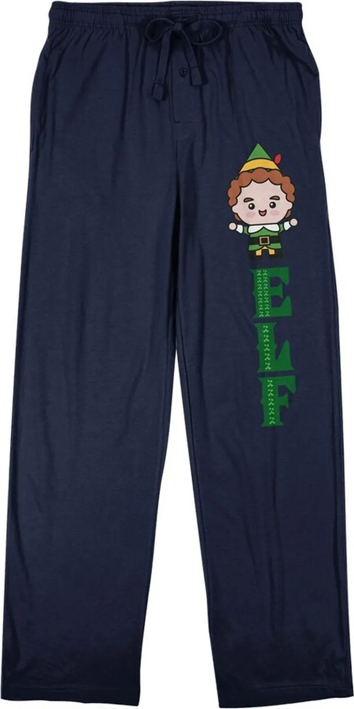 Elf Kawaii Buddy Men’s Navy Sleep Pajama Pants-Small