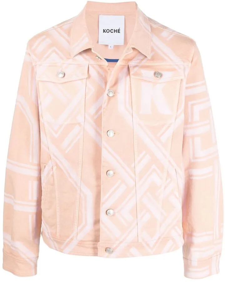 Geometric-Print Denim Jacket