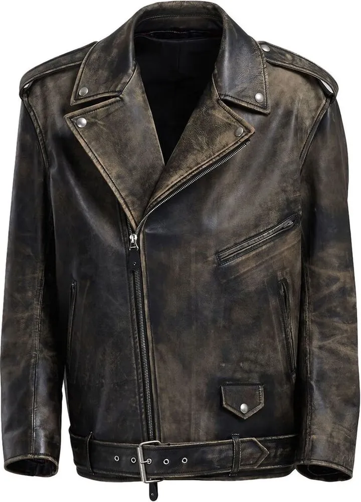 Faded Leather Biker Jacket